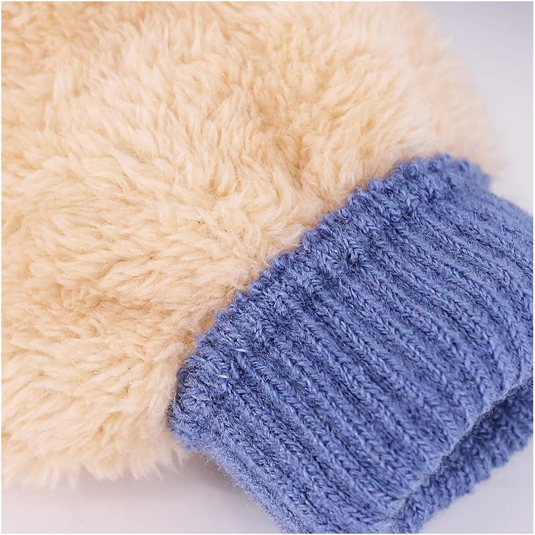 Novia's Choice Children Toddler Cute Warm Gloves Knitted Stretchy Mittens(Blue): Clothing