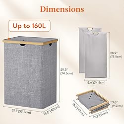 Lifewit 160L Double Laundry Hamper with Lid, Extra