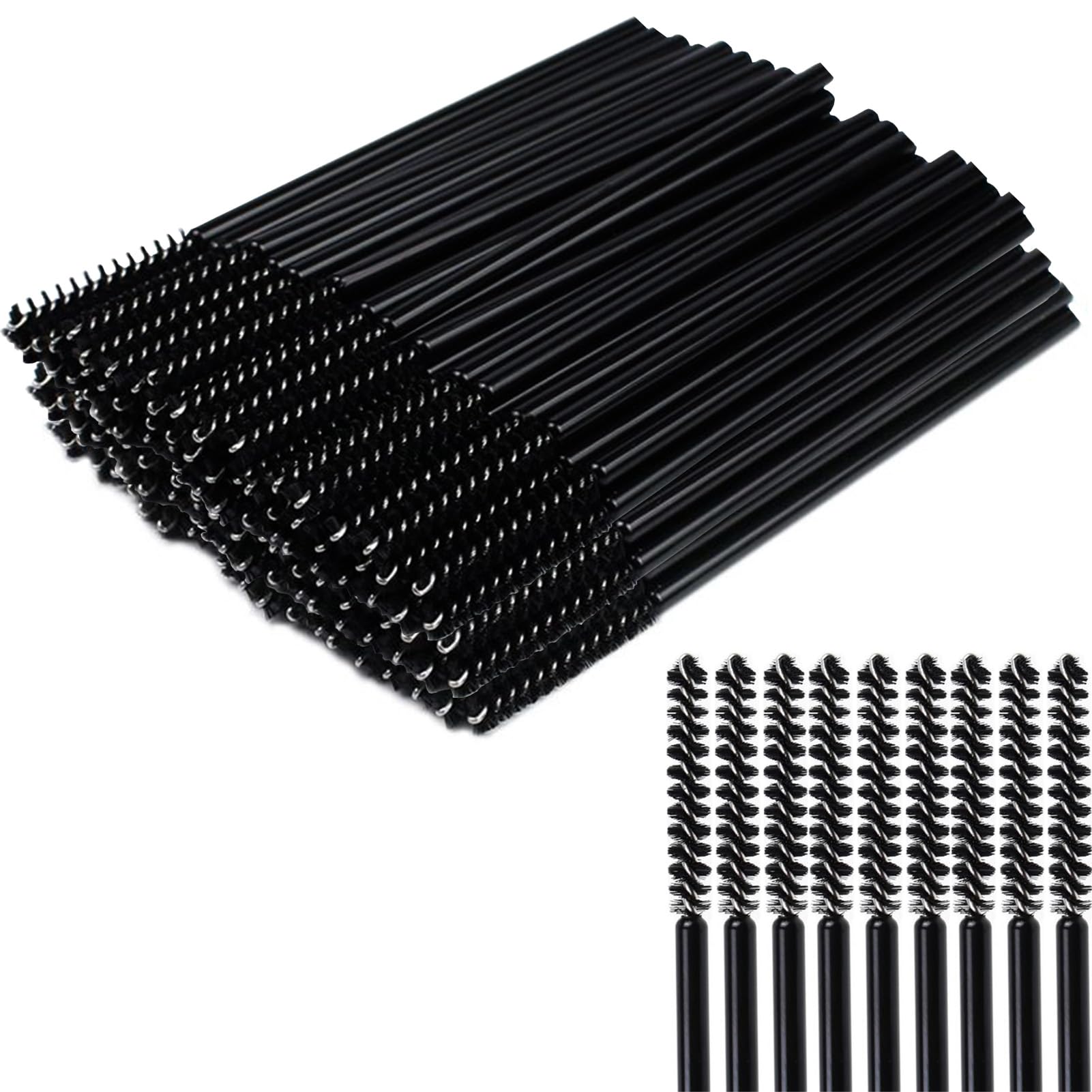 Photo 1 of 50 Pcs Disposable Eyelash Mascara Mini Brushes for Eye Lashes Extension Eyebrow and Makeup Small brush head and Small handle(Black)