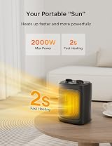 Pelonis 2 In 1 Mini Electric Fan Heater 2000W Ceramic Desk Heater A16a Black view 2