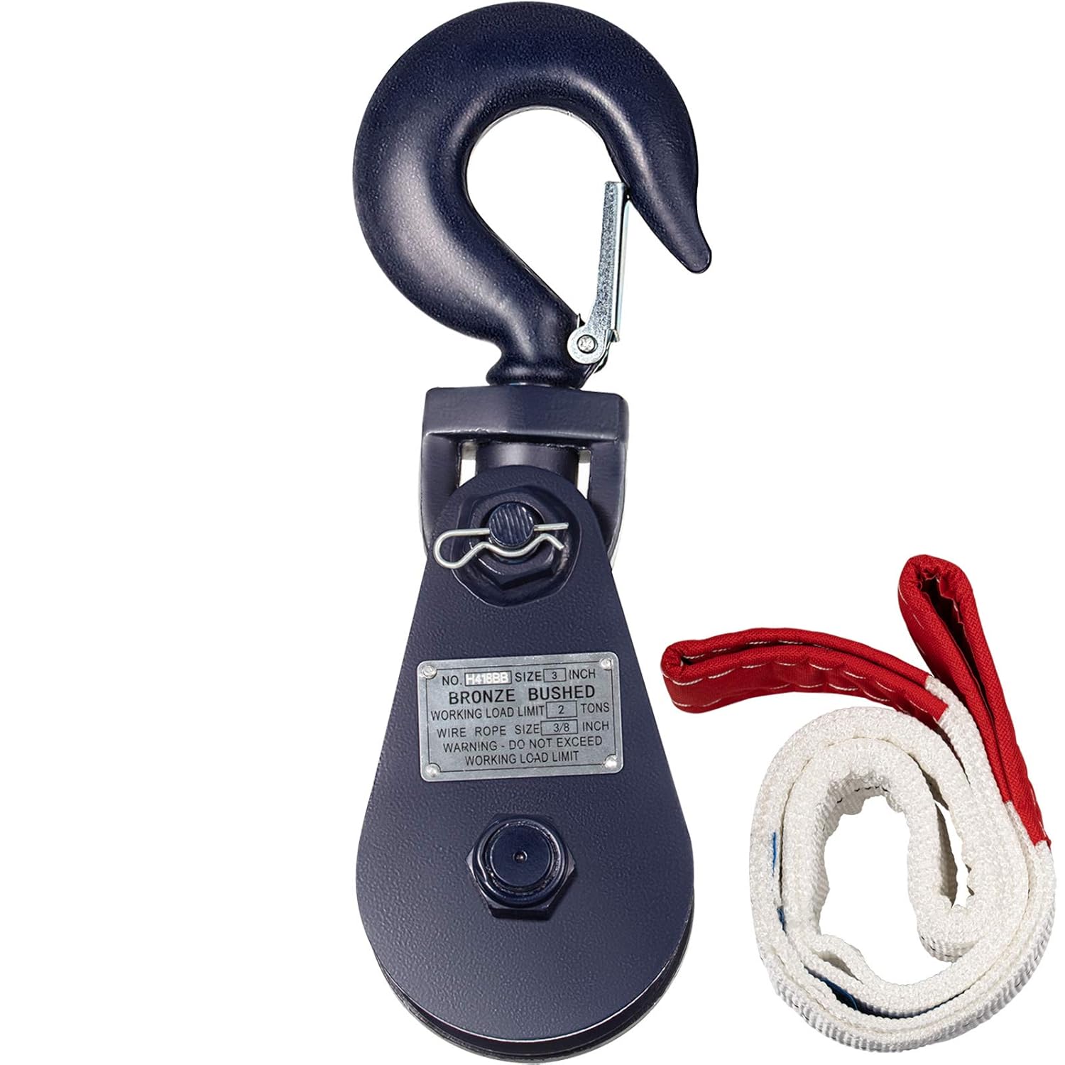 VEVOR 2ton Snatch Block with Hook, 4400 lbs Capacity Snatch Rigging Blocks, 3'' Single Sheave Block with Swivel Hook and Latch, Heavy Duty Fitting 3/8'' Wire Rope for Wrecker, Roll Back, Recovery: Industrial & Scientific