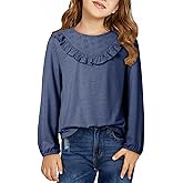 DOKOTOO KIDS Girls Cute Shirts Lace Embroidered Long Sleeve Tops 2025 Fall Fashion Knit Crewneck Blouses 6-13 Years