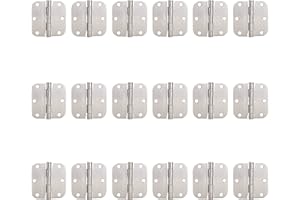 Zion 3 Inch Satin Nickel Round Door Hinges Silver Interior Door Hinges 3x3 Hinges Heavy Duty for Hollow Core Doors - 18 Pack