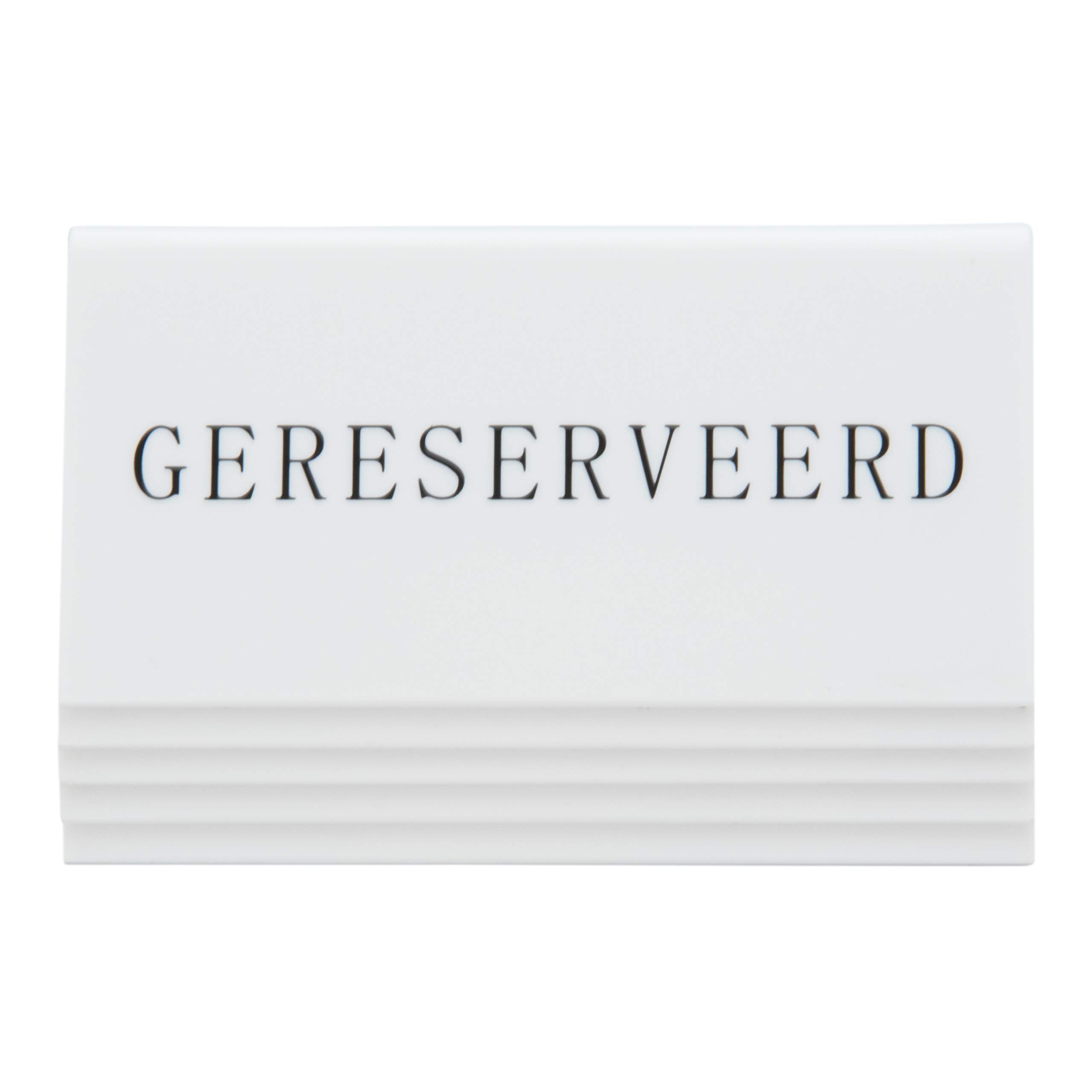 Securit Table Stands, Reserved-Dutch (Set of 5), acrylic, White, 5x10x4, 5cm