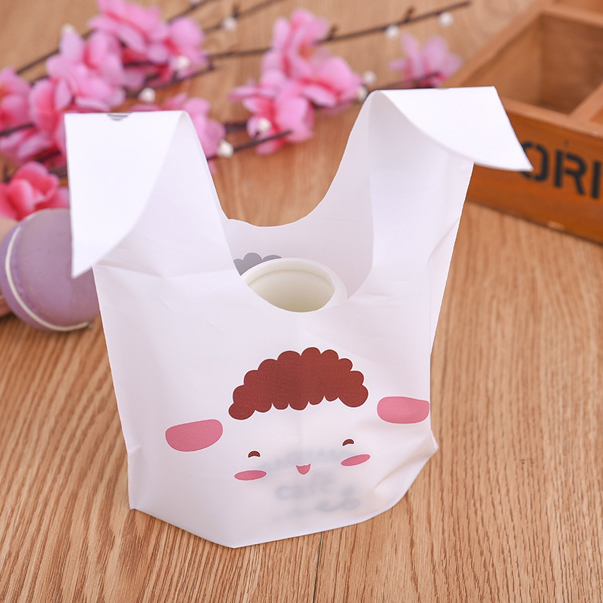 Ndier Sacs de Bonbons 90pcs Sac Cadeaux Biscuit Candy Bags avec d\'oreilles de lapin, sac de casse-croûte pour la fête, anniversaire, la nouvelle année