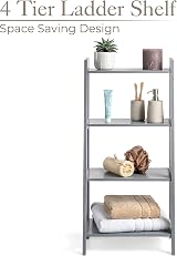 Christow Grey Ladder Shelf Unit 4 Tier Bathroom Storage Display Stand view 2