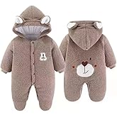 XIFAMNIY Newborn Fleece Footie Jumpsuit Hooded Warm Thicken Winter Outwear Snowsuit for Baby Girls and Boys