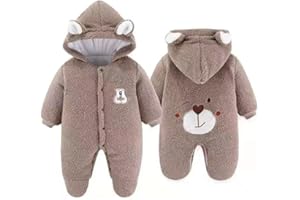 XIFAMNIY Newborn Fleece Footie Jumpsuit Hooded Warm Thicken Winter Outwear Snowsuit for Baby Girls and Boys