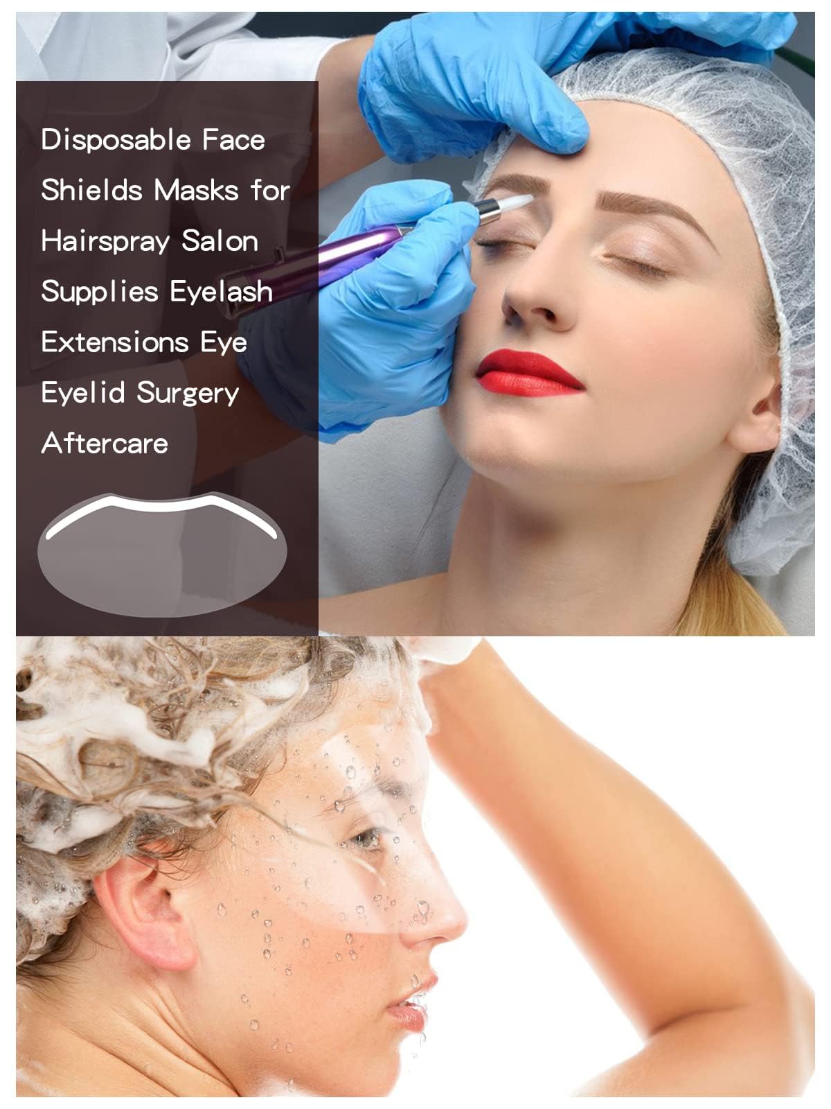 EBANKU 50 Pcs Microblading Shower Face Shields Visors, Disposable Face Shields Masks Makeup Eye Shield for Hairspray Salon Supplies and Eyelash Extensions Eye Eyelid Surgery Aftercare