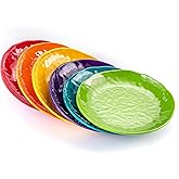 MIYOPESI 6.7-Inch Melamine Dessert Plates (Set of 6) - Unbreakable and Reusable Dinnerware with Ceramic Feel, Stackable and Dishwasher-Safe (Multi-color)