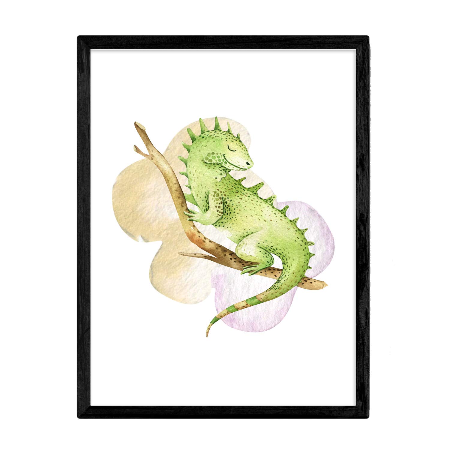 Nacnic Poster with illustration of animal. Sheet with children's animal pictures. camaleon happy. A3 size unframed
