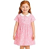 HILEELANG Toddler Girl Short Sleeve Dress Cotton Casual Spring Summer Easter Applique Playwear Dresse Size 2-8 Yeras