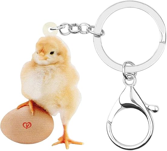 Amazon キーホルダー卵ひよこチキンキーホルダーキーリングかわいい農場動物キーホルダー女性用キッズウォレットバッグデコレーション Glkikndia キーホルダー チェーン