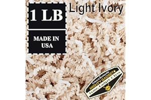 Mighty Gadget 1 LB (16 oz) Beige Cream Light Ivory Crinkle Cut Paper Shred Filler for Gift Wrapping & Basket Filling