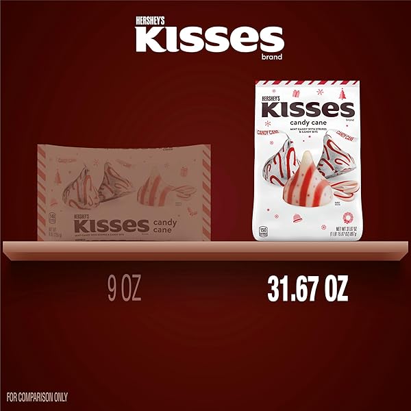 HERSHEY’S KISSES CANDY CANE FLAVORED, CHRISTMAS CANDY BULK BAG, 31.67 OZ