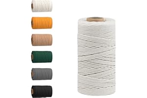 Macrame Cord 3mmx109 Yards 4 Strand, Munzong Natural Handmade 4 Twisted Cotton Rope for Wall Hanging Weaving Tapestry DIY Cra
