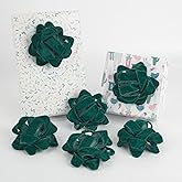 AIMUDI Dark Green Velvet Gift Bows 4.5'' Present Bows for Gift Wrapping Self Adhesive Gift Wrap Bows for Party, Holiday, Christmas Decorations - 6 Counts