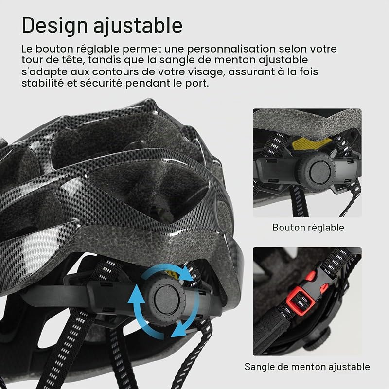 Casque Vélo Adulte, Léger Respirant Homme, Carbone M