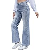 hibshaby Women's Wide Leg Jeans High Waisted Strechy Denim Pants Fashion Baggy Trouser Jean Pant with Pockets