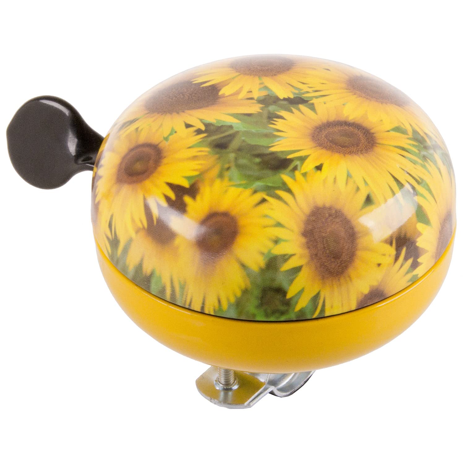 M-Wave Unisex Adult Sunflower Bicycle Bell, Many Different Designs, Steel, 80 Mm - yellow/green, 80 mm
