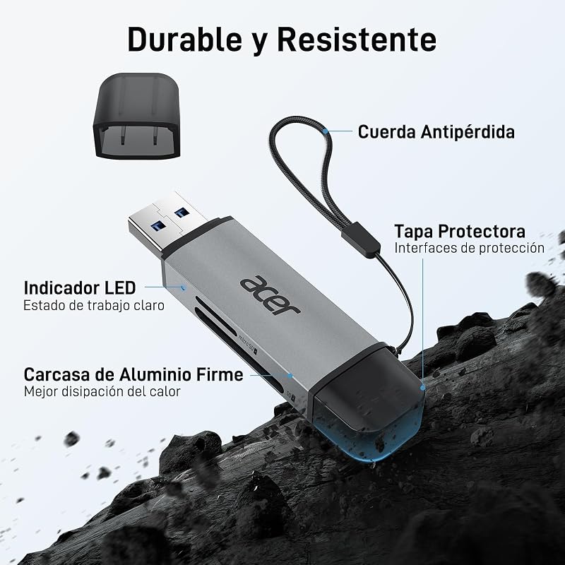 Leitor de Cartões SD/Micro SD, Adaptador de Leitor de Cartão