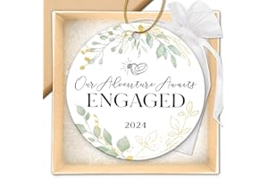 ZAGKOO Engagement Gifts for Couples - Gifts for Newly Engaged Couples - Engagement Gift for Her, Women, Friend, Fiancee - Happy Engagement, Just Engaged, Bride to Be - 2024 Christmas Ceramic Ornament