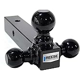 Reese Towpower 21512 Tri-Ball Trailer Hitch Ball Mount, (1-7/8 Inch, 2 Inch, 2-5/16 Inch Trailer Hitch Balls), Fits 2 Inch Square Receiver, 10,000 lbs. Capacity
