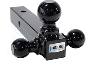 Reese Towpower 21512 Tri-Ball Trailer Hitch Ball Mount, (1-7/8 Inch, 2 Inch, 2-5/16 Inch Trailer Hitch Balls), Fits 2 Inch Square Receiver, 10,000 lbs. Capacity