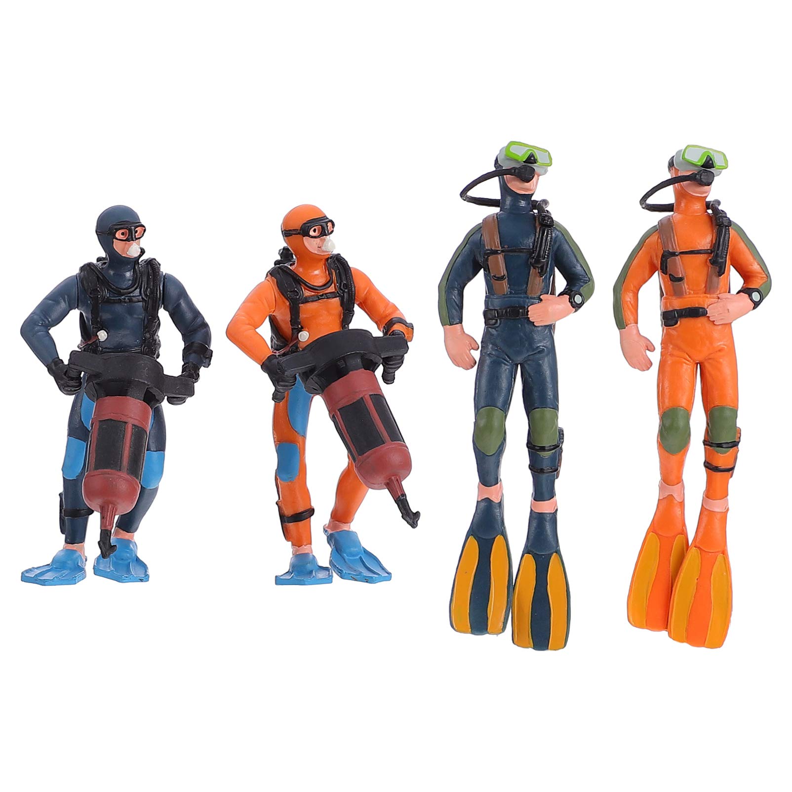 DOITOOL Scuba Diver Figurines, 4Pcs Scale Models People Set Mini Swimmers Figurines, Plastic Scuba Diver Toy Figures for Miniature Sand Table, Ocean Party, Sea Cake, Ocean Scene Ornaments