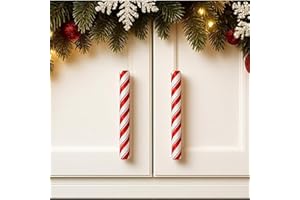 Peppermint Stick Christmas Cabinet Handle Covers - Large 10-Pack, Stretch-fit Snap-on Décor for 1/2" Wide Bar Pulls, Tool-Fre