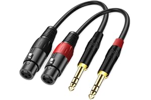 LanSenSu XLR to 1/4 TRS Stereo Adapter,XLR Female to 1/4 Inch (6.35mm) Stereo Balanced Microphone Stereo Audio Converter AdapterCable 2Pack- 11.8inch