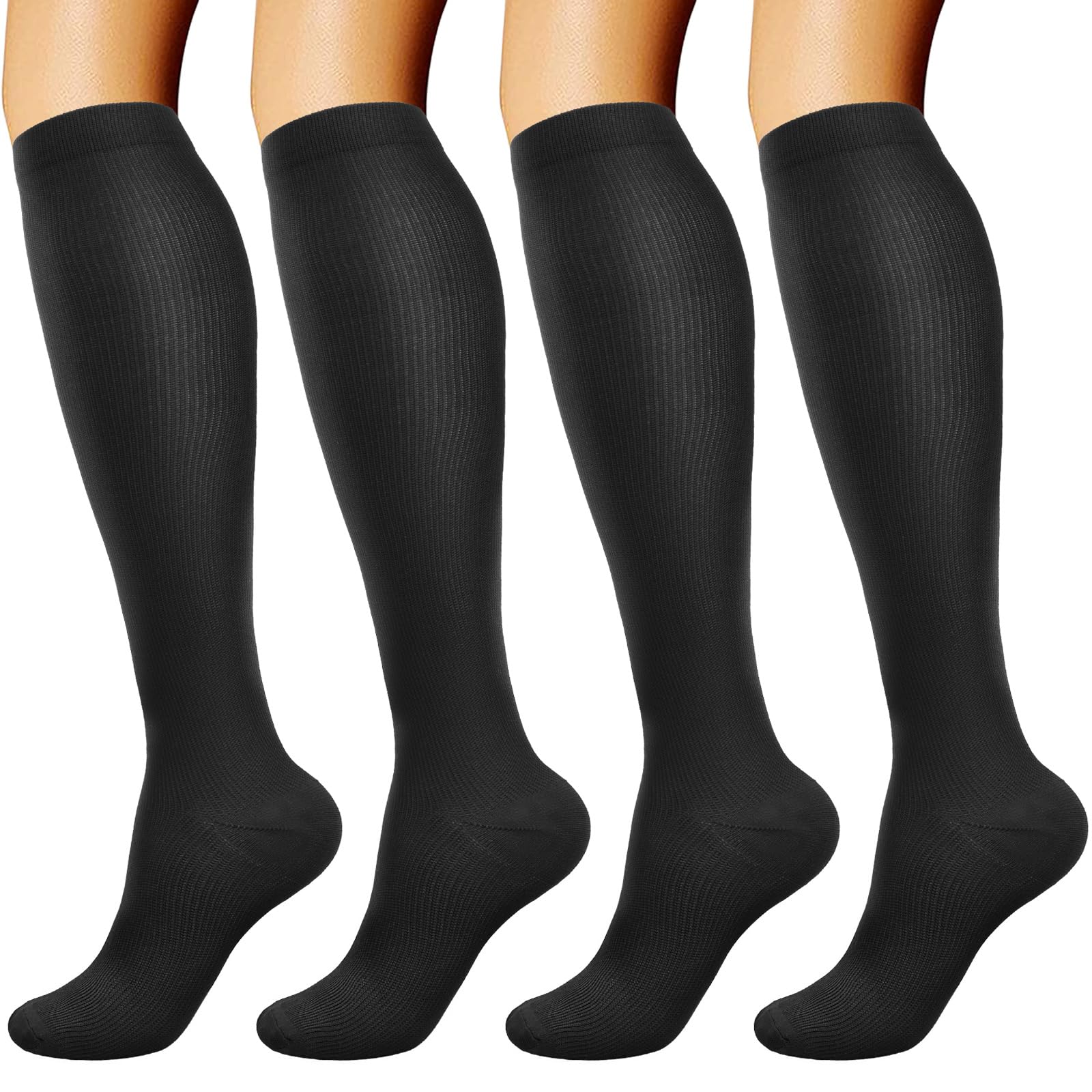 DRESHOW 4 Pairs Compression Socks For Women&Men Circulation Best Support for Athletic Running Cycling Travel — image 1
