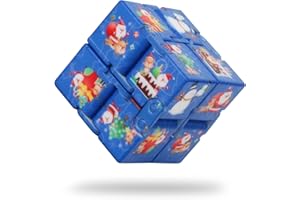 AOOGUEL Fidget Infinity Cool Cube Toys, Hand Held Magic Cubes, Anxiety Stress Relief Sensory Toys, Unique Gifts for Kids, Boys, Girls, Adults（Blue）