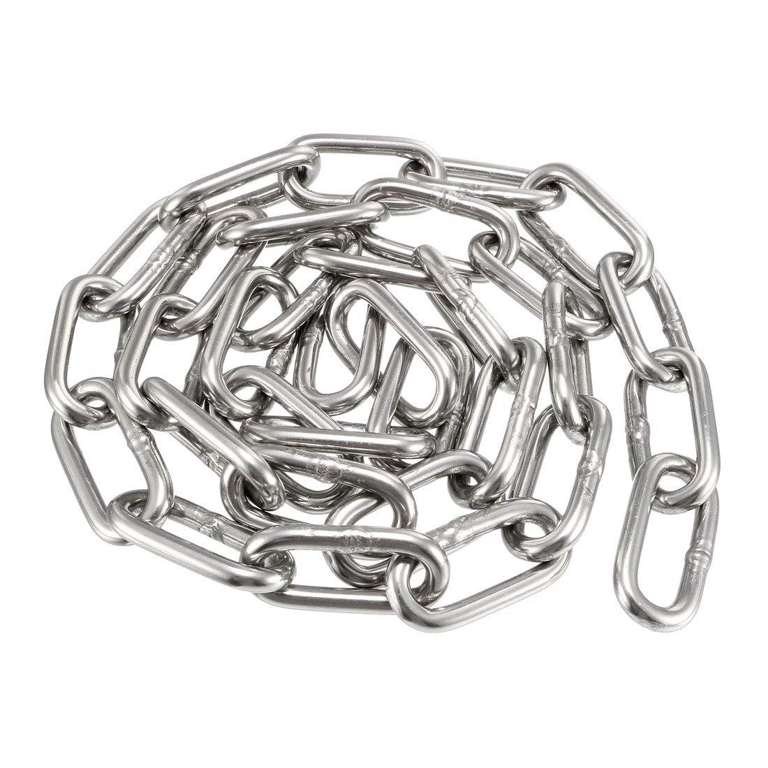 sourcing map Stainless Steel 304 Hardened Proof Coil Chain 1m Length 5mm Thickness Zinc Plated