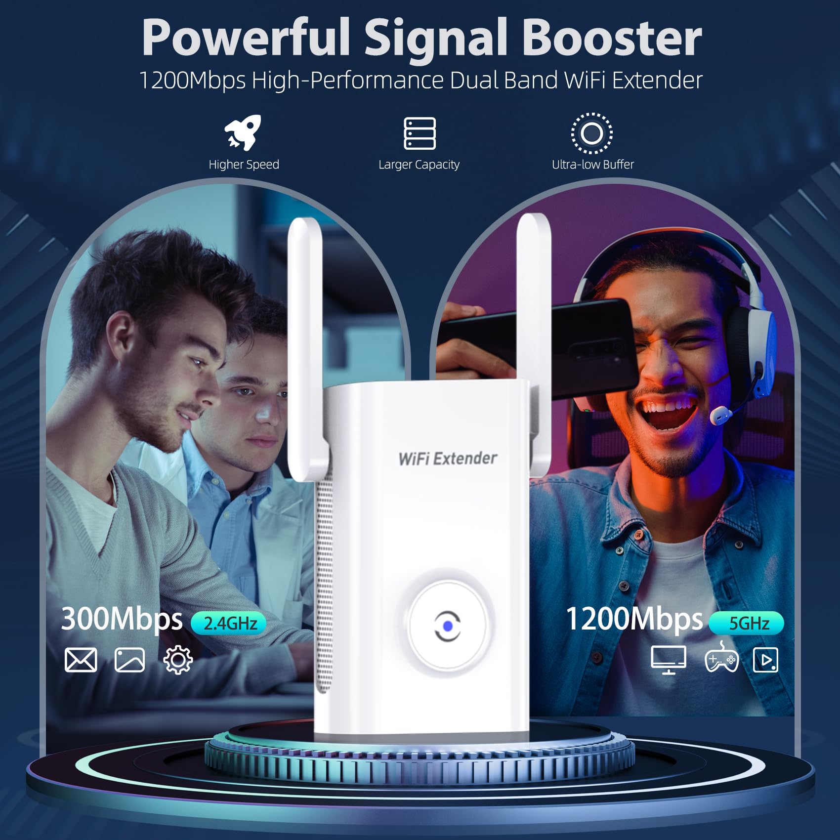 2024 WiFi Extender, 2.4G/5G WiFi Extenders Signal Booster for Home Covers Up to 9800 Sq. Ft and 40 Devices, 4.5X Faster Dual Band WiFi Booster and Signal Amplifier