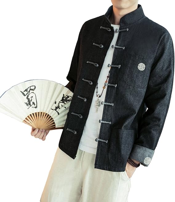Amazon Fomansh デニムジャケット メンズ カーディガン Gジャン ジージャン チャイナボタン 長袖 中華風ジャケット コート アウター 春秋冬 メンズ 通販