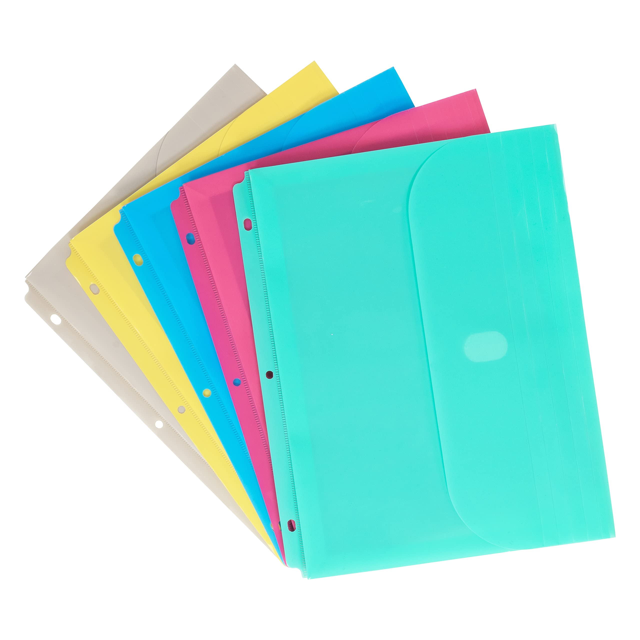 C-Line Super Heavyweight Poly Binder Pocket with Hook & Loop Closure, 1-Inch Gusset, Letter Size, Pack of 36, Assorted Colors (58730)