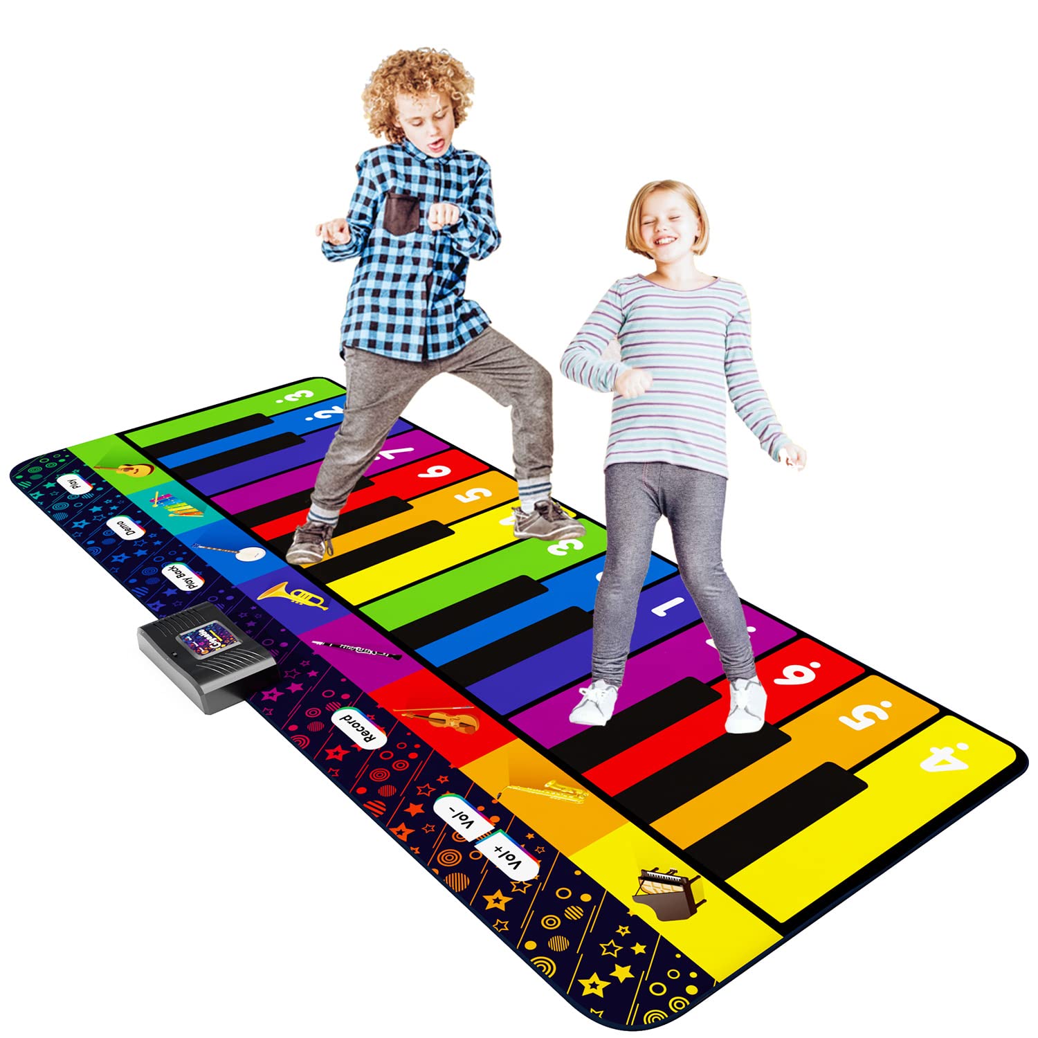 Photo 1 of SUNLIN 6 ft. Floor Piano Mat for Kids & Toddlers, Giant Piano Mat, 24 Keys, 10 Built in Songs, 8 Instrument Sounds, Record & Playback, Song Booklet, Musical Toy Gift for Boys & Girls Age 3 4 5 6 7 8 9