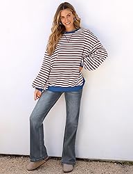 UEU Womens Oversized Colorblock Sweatshirt Casual