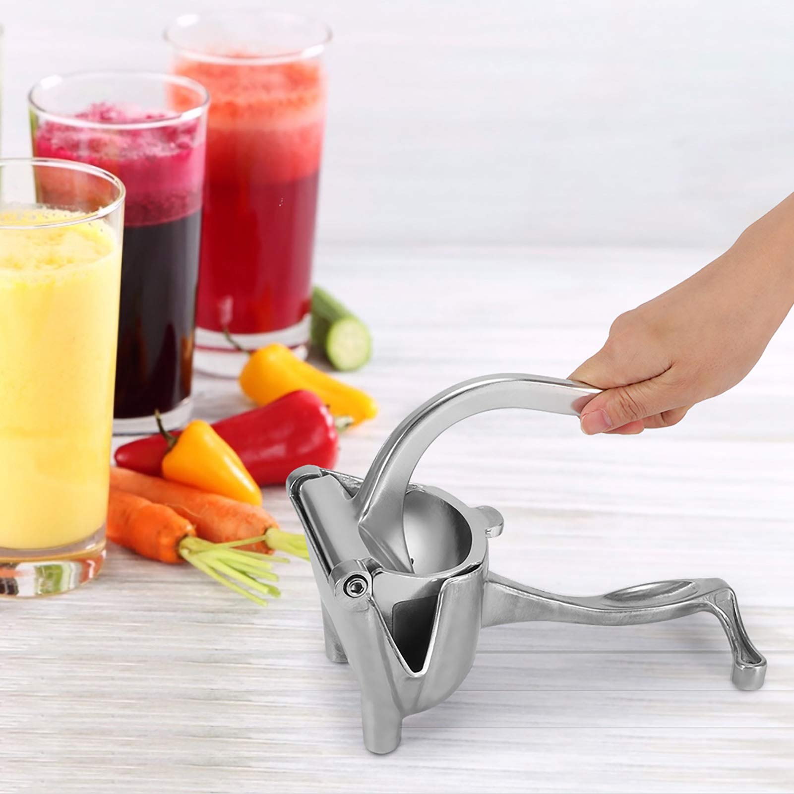 Aluminum Lemon Squeezer Manual Orange Juicer with Anti-Drip Design Triangular Nozzle Portable Fruit Press for Effortless Filtering Juice Extraction