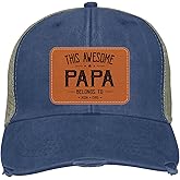 GABITA Personalized Dad Papa Hat, Custom Dad Grandpa Leather Patch Cap, Fathers Day Cap for Men, Daddy Hat Gifts