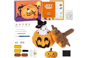 Anowpo Crochet Kit for Beginners，Halloween Pumpkin Animal Candy Bag Case Crochet Set DIY Gift for Starters Adult Kids Instruction and Step-by-Step Video Tutorials (Pumpkin Candy Bag)