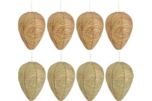 DECYOOL 8 Pack Paper Wasp Nest Decoy Hanging Wasp Nest Stay Away from Wasps Hornets Yellow Jackets(Dark Brown, Light Brown)