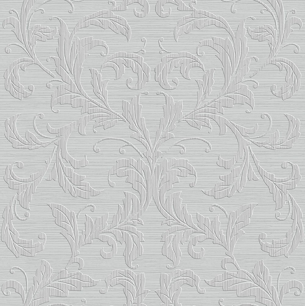 Galerie G34115 Nordic Elements Leaf Damask Wallpaper, Grey, 10m x 53cm