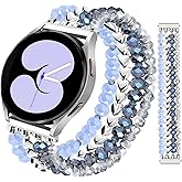 JR.DM Beaded Bracelet Compatible with Samsung Galaxy Watch 7/6/5/4/Active 2 40mm 44mm/Watch 6 Classic 43mm 47mm/Watch 5 Pro 45mm/Watch 4 Classic 42mm 46mm, Dressy Elastic Handmade 20mm Strap for Women