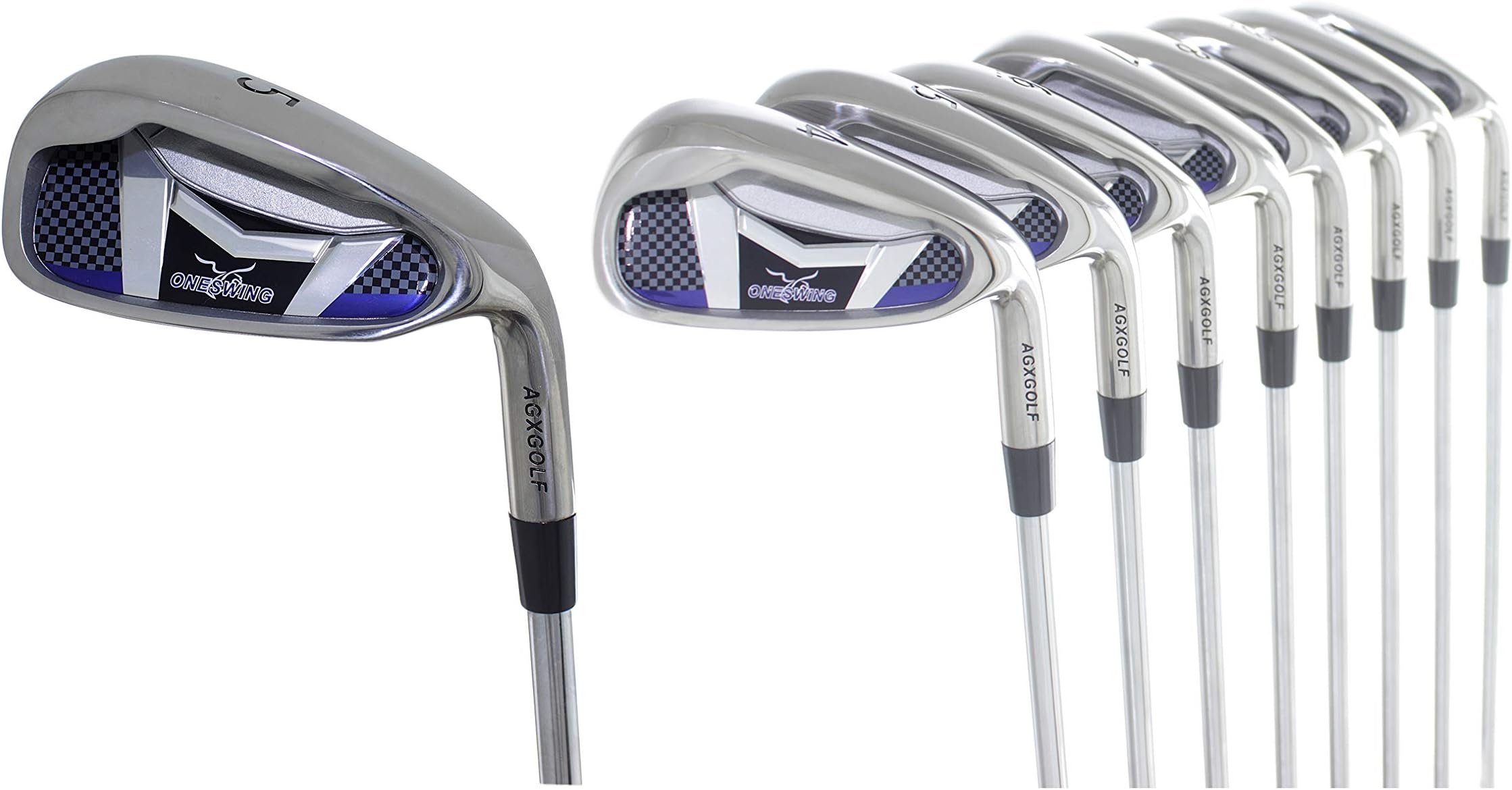 AGXGOLF Men's Same Length Irons Set 4-9 Irons + PW + Bonus SW, Stainless Steel: Senior, Regular or Stiff Flex Cadet, Regular or Tall Length; Right Hand Built in The USA
