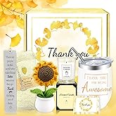 Gift Baskets for Women, Thank You Gifts for Women, Teacher Appreciation Gifts, Appreciation Gift for Teachers, Coworkers, Boss, Employees, Nurse, Thank You Baskets with Tumbler, Crochet Sunflower