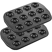 CHEFMADE Donut Pan, Nonstick Mini 12 Cavity Ring Doughnut Pan for Baking, Set of 2