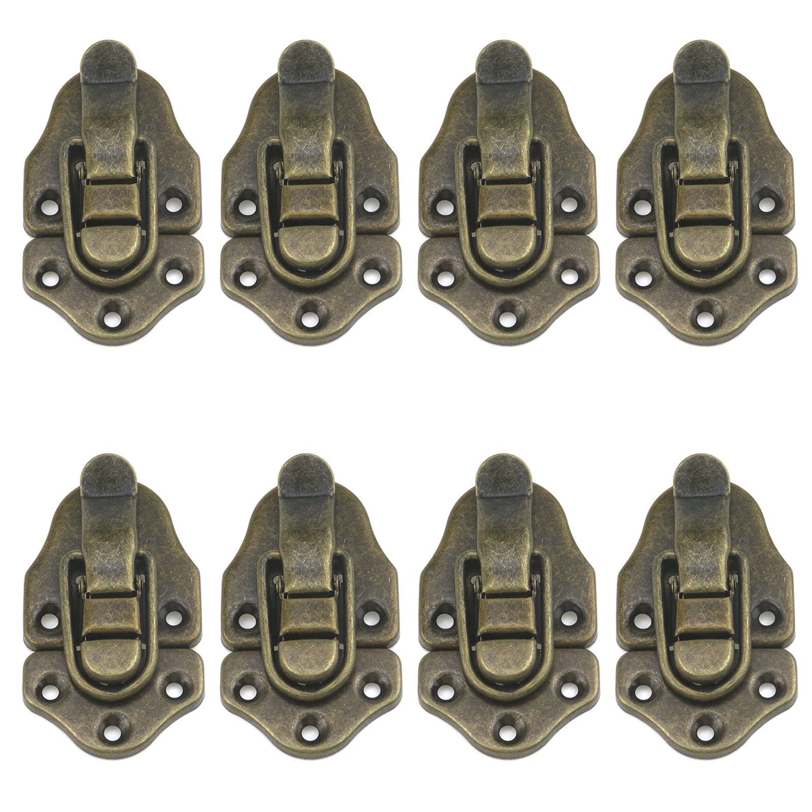 Geesatis 8 Pcs Metal Box Hasp Lock Toggle Latch Catch Decorative Hasp Box Latch Hasps for Jewelry Wooden Case Boxes, with Mounting Screws, Green Bronze