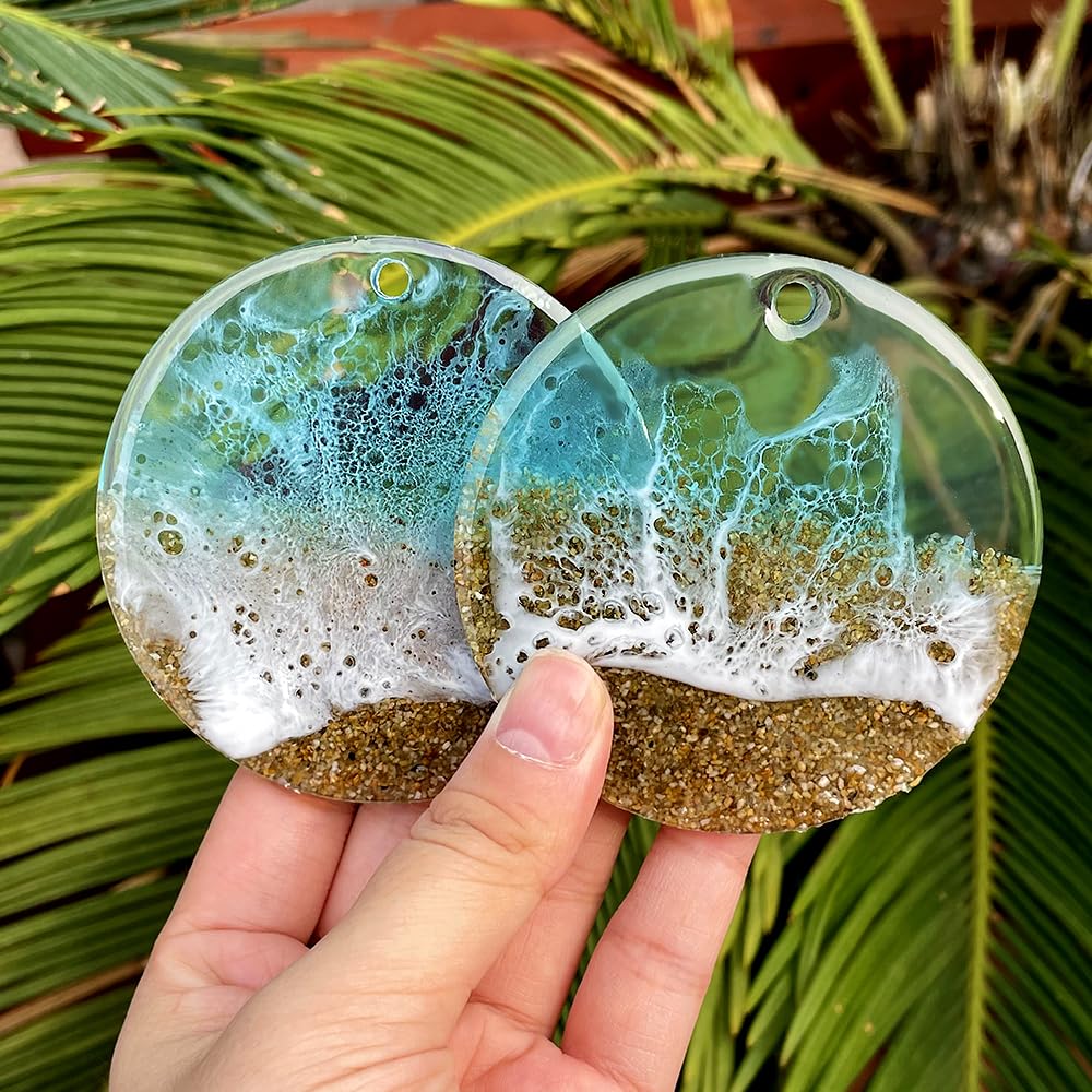 RESINWORLD 25-Cavity Set of Large + Medium + Small Shiny Flat Circle Silicone Mold, Drilled Round Earrings Pendant Mold, Keychain, Pet Tag Resin Mold